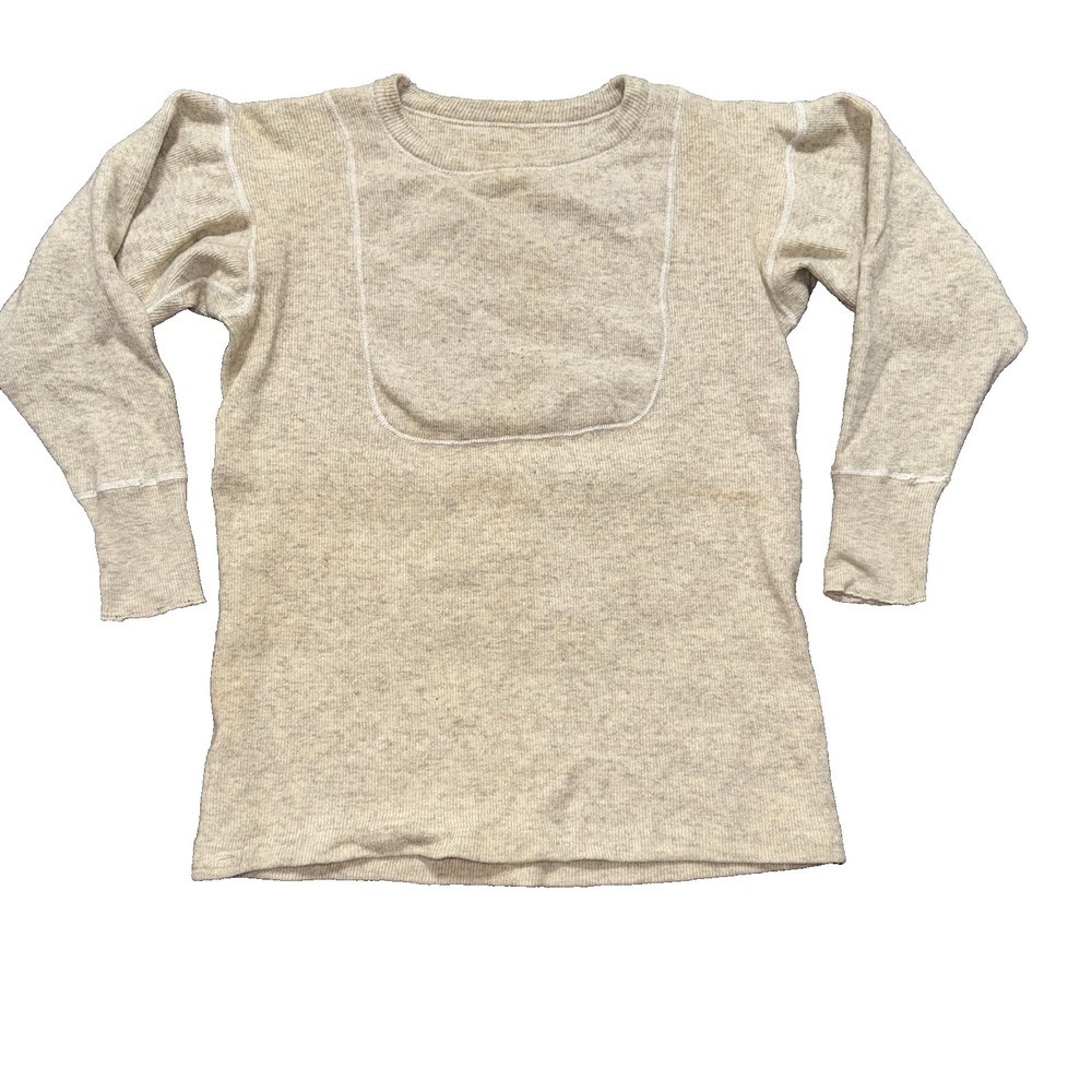 1940s WWII Long Sleeve Wool Heavyweight Basic Undershirt Thermal Long John Top